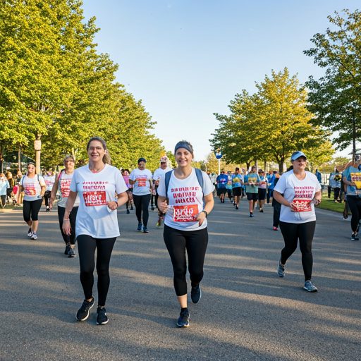 Participants at a community charity walk