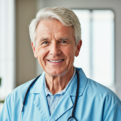 Smiling senior patient in a clinic